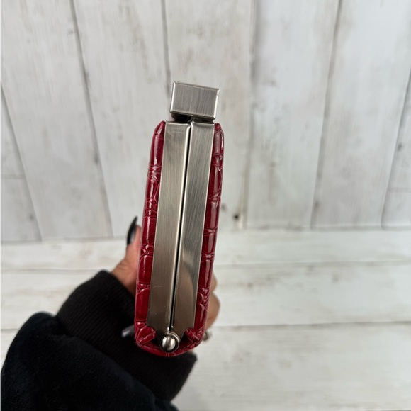 Ann Taylor’s Loft, Burgundy Red, Clutch Croc, Skin Embossed Leather Bag - Picture 3 of 14